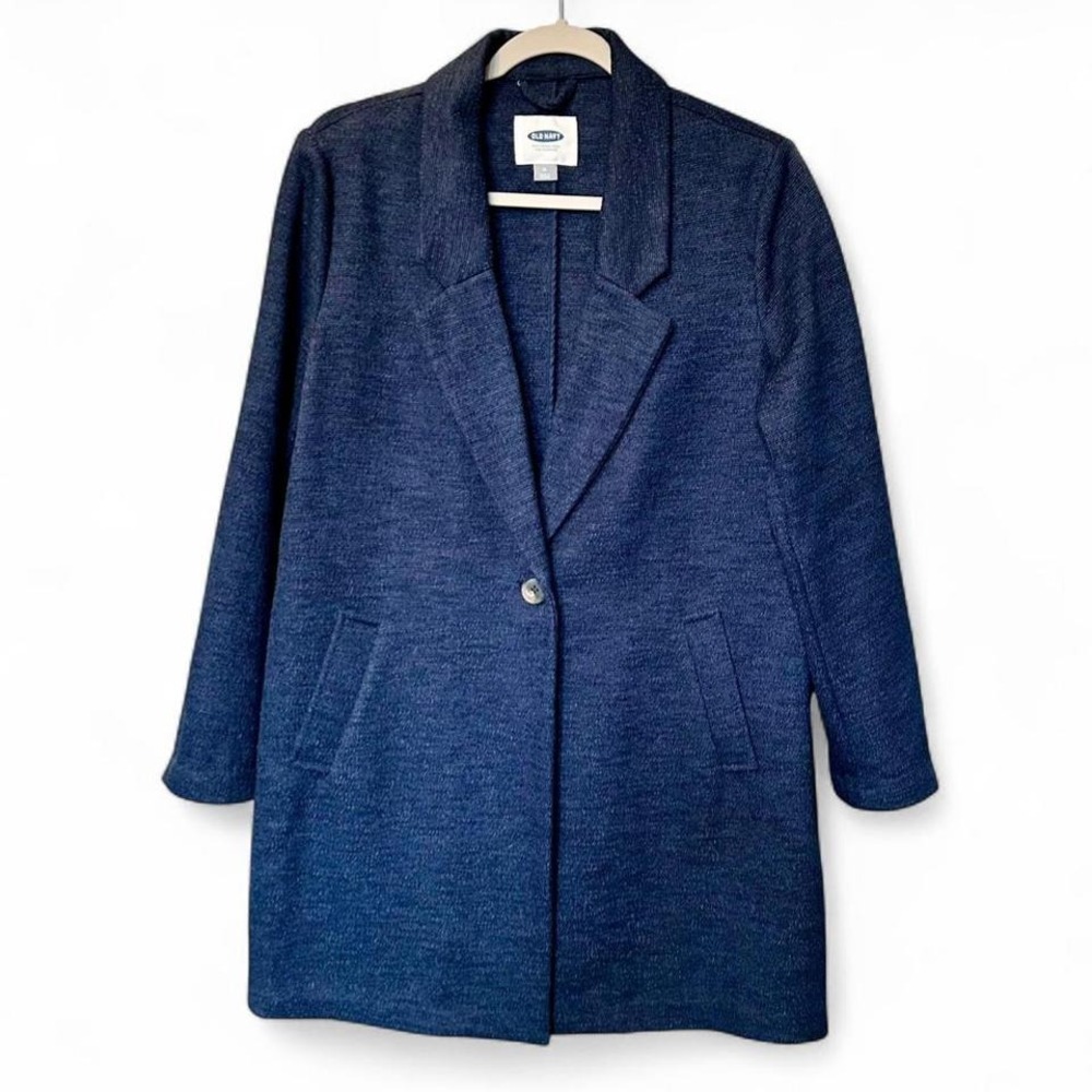 Navy Blue Oversized Textured Blazer Jacket‎ Medium